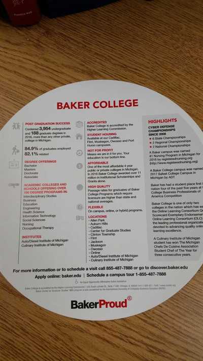 Baker College handout