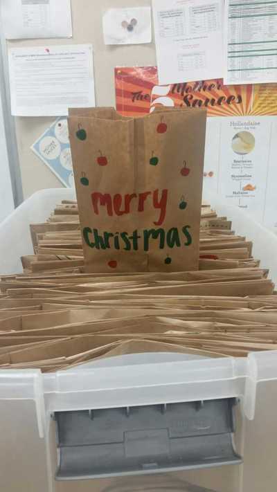 Merry Christmas bag that students created. 