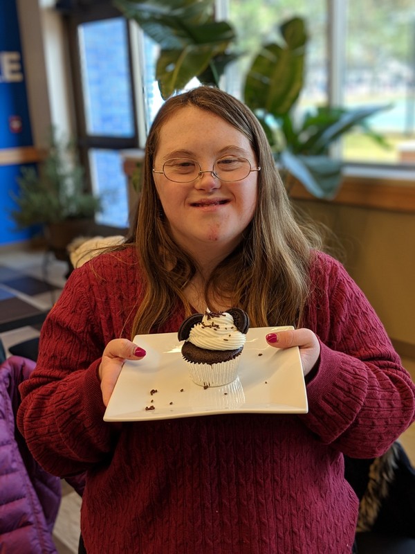 Student from Lake Shore pleased with her cupcake creation