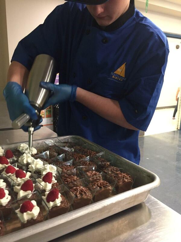 Student chef making desserts