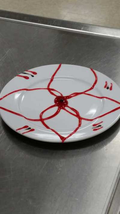 plate decorated as a poinsetta - foods