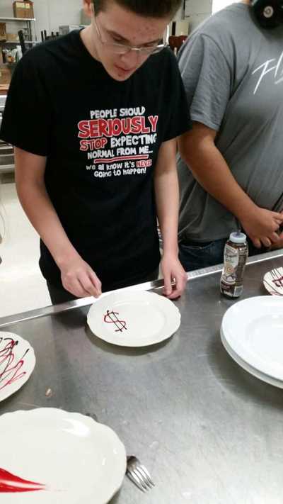 plate decorating - money sign - foods class