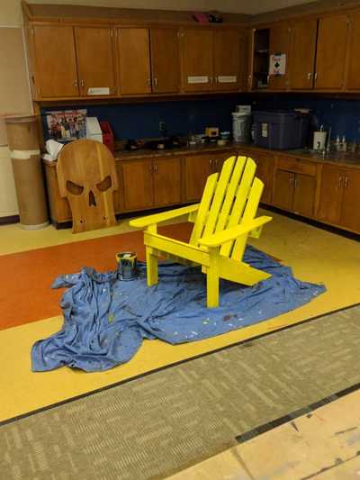 Adirondack chair created by students at Rising Stars Academy.
